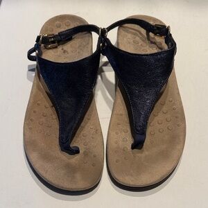 Vionic Black Leather Sandals